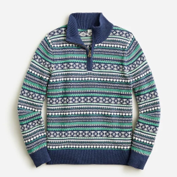 J.Crew Crewcuts Boys' Fair Isle half-zip sweater Size Medium - Picture 1 of 5